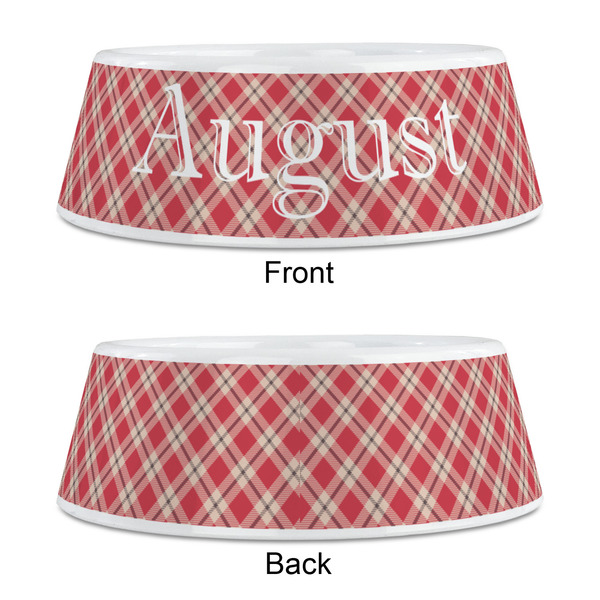 Red & Tan Plaid Plastic Pet Bowls - Medium - APPROVAL