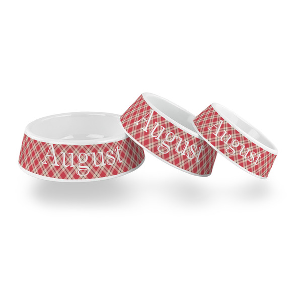 Red & Tan Plaid Plastic Pet Bowls - PARENT MAIN