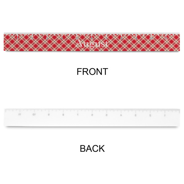 Red & Tan Plaid Plastic Ruler - 12" - APPROVAL