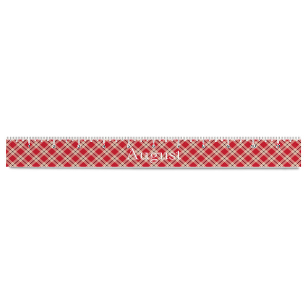 Red & Tan Plaid Plastic Ruler - 12" - FRONT