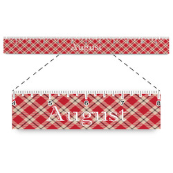 Red & Tan Plaid Plastic Ruler - 12" (Personalized)