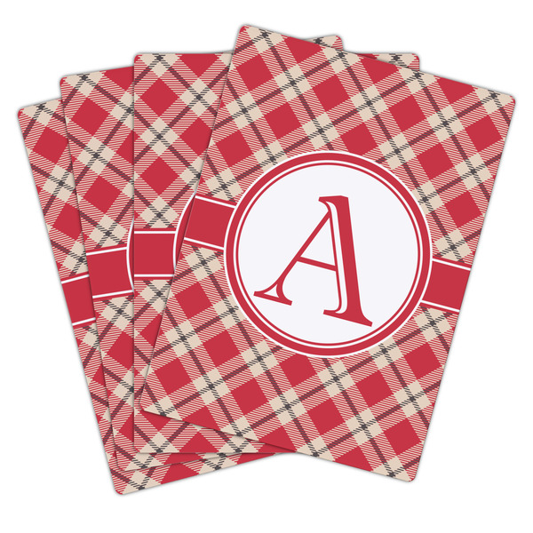 Red & Tan Plaid Playing Cards - Hand Back View