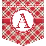 Red & Tan Plaid Iron On Faux Pocket (Personalized)