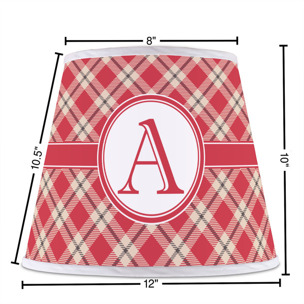 Red & Tan Plaid Poly Film Empire Lampshade - Dimensions