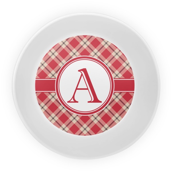Red & Tan Plaid Melamine Bowl - Center