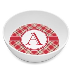 Red & Tan Plaid Melamine Bowl - 8 oz (Personalized)