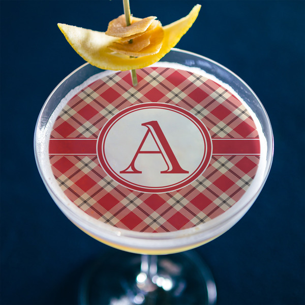Red & Tan Plaid Printed Drink Topper - XLarge - In Context