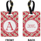 Red & Tan Plaid Rectangle Luggage Tag (Front + Back)