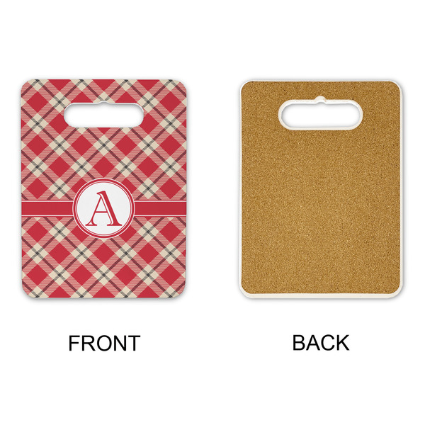 Red & Tan Plaid Rectangle Trivet with Handle - APPROVAL