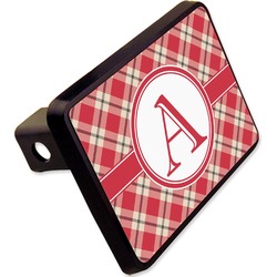 Red & Tan Plaid Rectangular Trailer Hitch Cover - 2" (Personalized)
