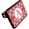Red & Tan Plaid Rectangular Car Hitch Cover w/ FRP Insert (Angle View)