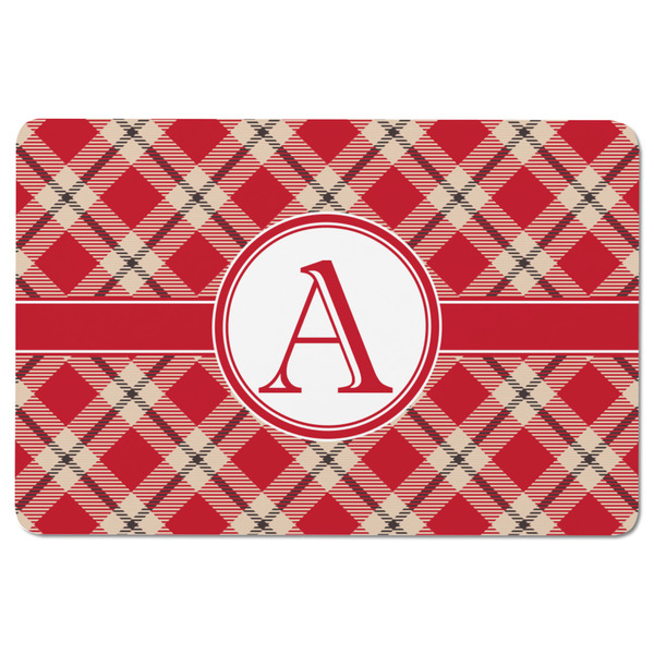 Red & Tan Plaid Rectangular Fridge Magnet - FRONT