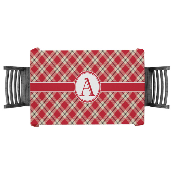Custom Red & Tan Plaid Tablecloth - 58"x58" (Personalized)