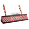 Red & Tan Plaid Red Mahogany Nameplates with Business Card Holder - Angle
