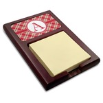 Red & Tan Plaid Red Mahogany Sticky Note Holder (Personalized)