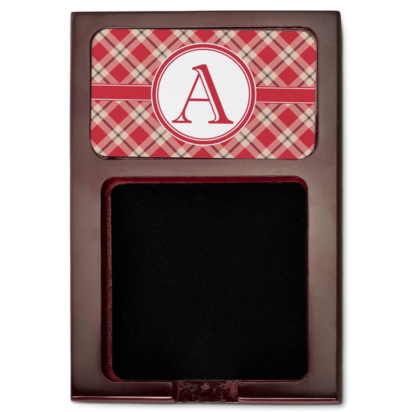 Red & Tan Plaid Red Mahogany Sticky Note Holder - Flat