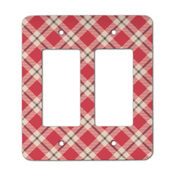 Red & Tan Plaid Rocker Style Light Switch Cover - Two Switch