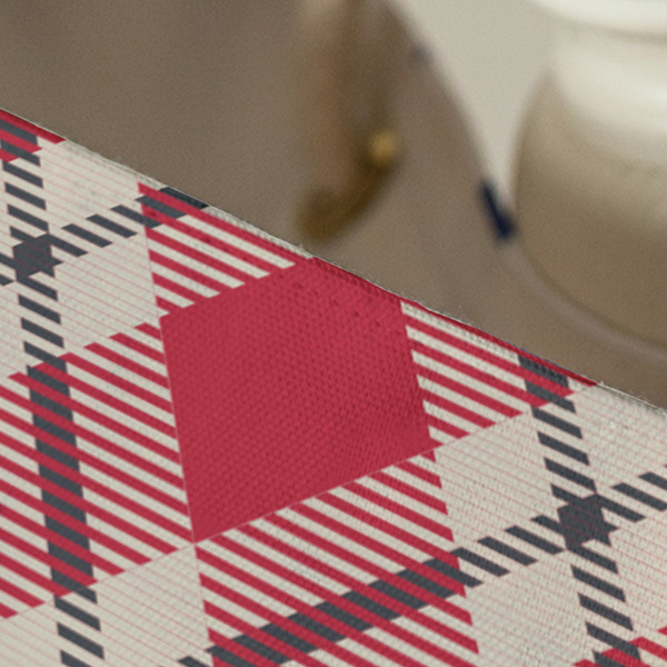 Red & Tan Plaid Large Rope Tote - Close Up View