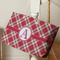 Red & Tan Plaid Large Rope Tote - Life Style