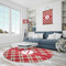 Red & Tan Plaid Round Area Rug - IN CONTEXT