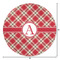 Red & Tan Plaid Round Area Rug - Size