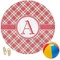 Red & Tan Plaid Round Beach Towel (Personalized)