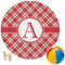 Red & Tan Plaid Round Beach Towel (Personalized)