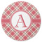 Red & Tan Plaid Round Coaster Rubber Back - Single