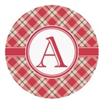 Red & Tan Plaid Round Decal - Large (Personalized)