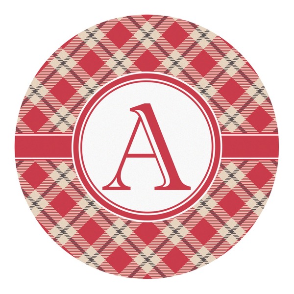 Custom Red & Tan Plaid Round Decal (Personalized)