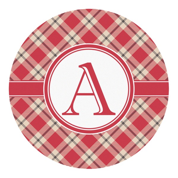 Custom Red & Tan Plaid Round Decal - Small (Personalized)