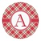 Red & Tan Plaid Round Decal