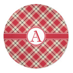 Red & Tan Plaid 5' Round Indoor Area Rug (Personalized)