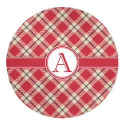 Red & Tan Plaid 5' Round Indoor Area Rug (Personalized)