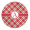 Red & Tan Plaid Round Indoor Rug - Front/Main