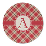 Red & Tan Plaid Round Linen Placemat (Personalized)