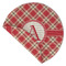 Red & Tan Plaid Round Linen Placemats - Front (folded corner double sided)