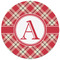 Red & Tan Plaid Round Mousepad - APPROVAL
