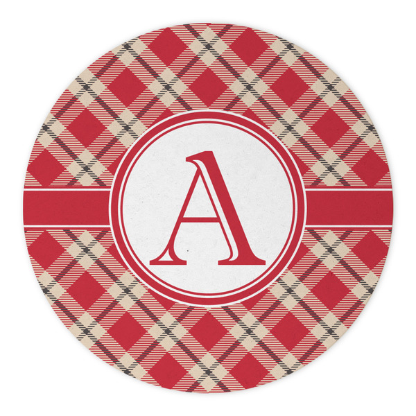 Red & Tan Plaid Round Paper Coaster - Approval