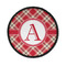 Red & Tan Plaid Round Patch