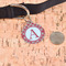 Red & Tan Plaid Round Pet ID Tag - Large - In Context