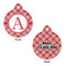 Red & Tan Plaid Round Pet Tag - Front & Back