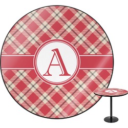 Red & Tan Plaid Round Table - 24" (Personalized)