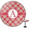 Red & Tan Plaid Round Table Top