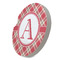 Red & Tan Plaid Sandstone Car Coaster - STANDING ANGLE