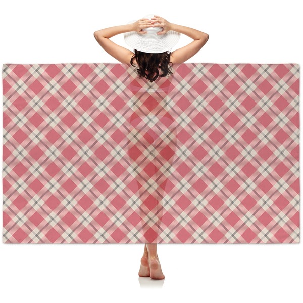 Custom Red & Tan Plaid Sheer Sarong