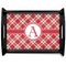 Red & Tan Plaid Black Wooden Tray - Large (Personalized)