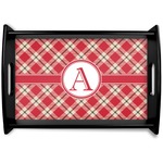 Red & Tan Plaid Wooden Tray (Personalized)