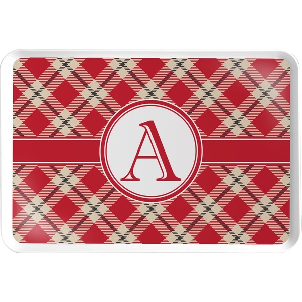 Custom Red & Tan Plaid Serving Tray (Personalized)