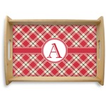 Red & Tan Plaid Natural Wooden Tray - Small (Personalized)